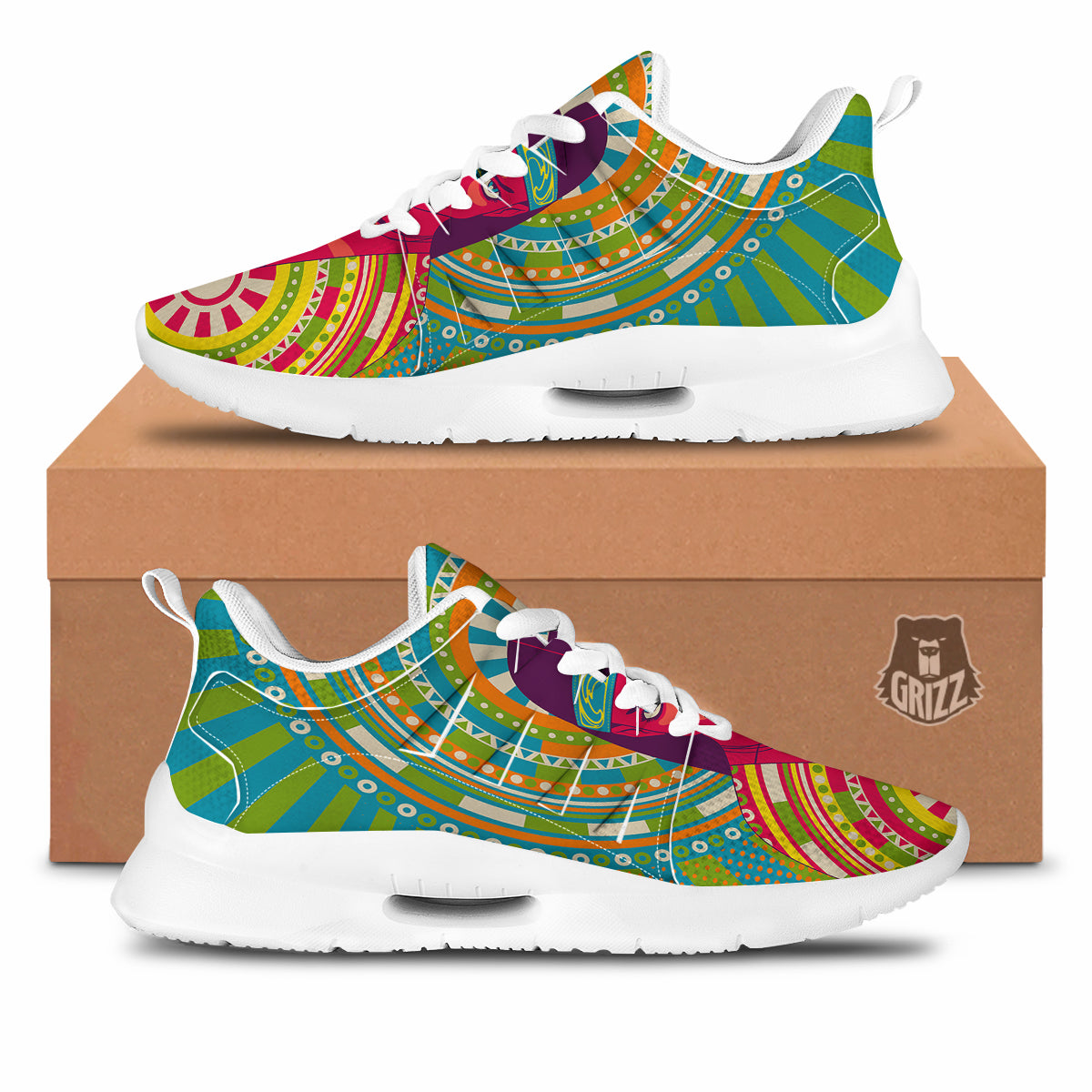 Abstract Psychedelic Women Print Tennis Shoes-grizzshop