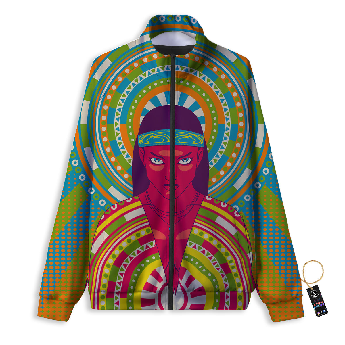 Abstract Psychedelic Women Print Track Jacket-grizzshop