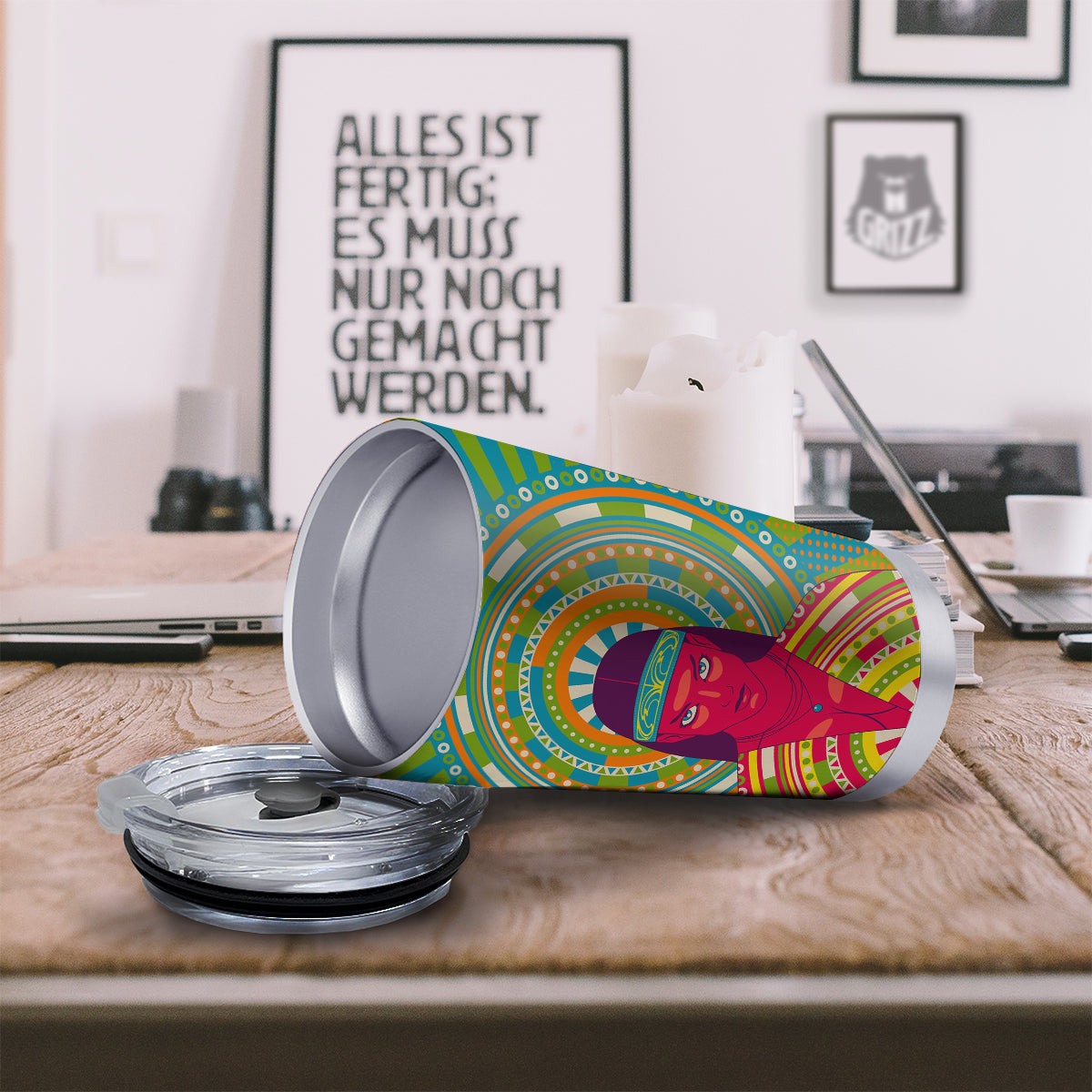 Abstract Psychedelic Women Print Tumbler-grizzshop
