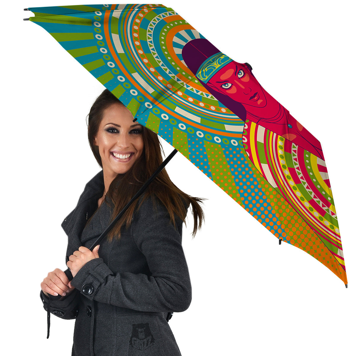 Abstract Psychedelic Women Print Umbrella-grizzshop