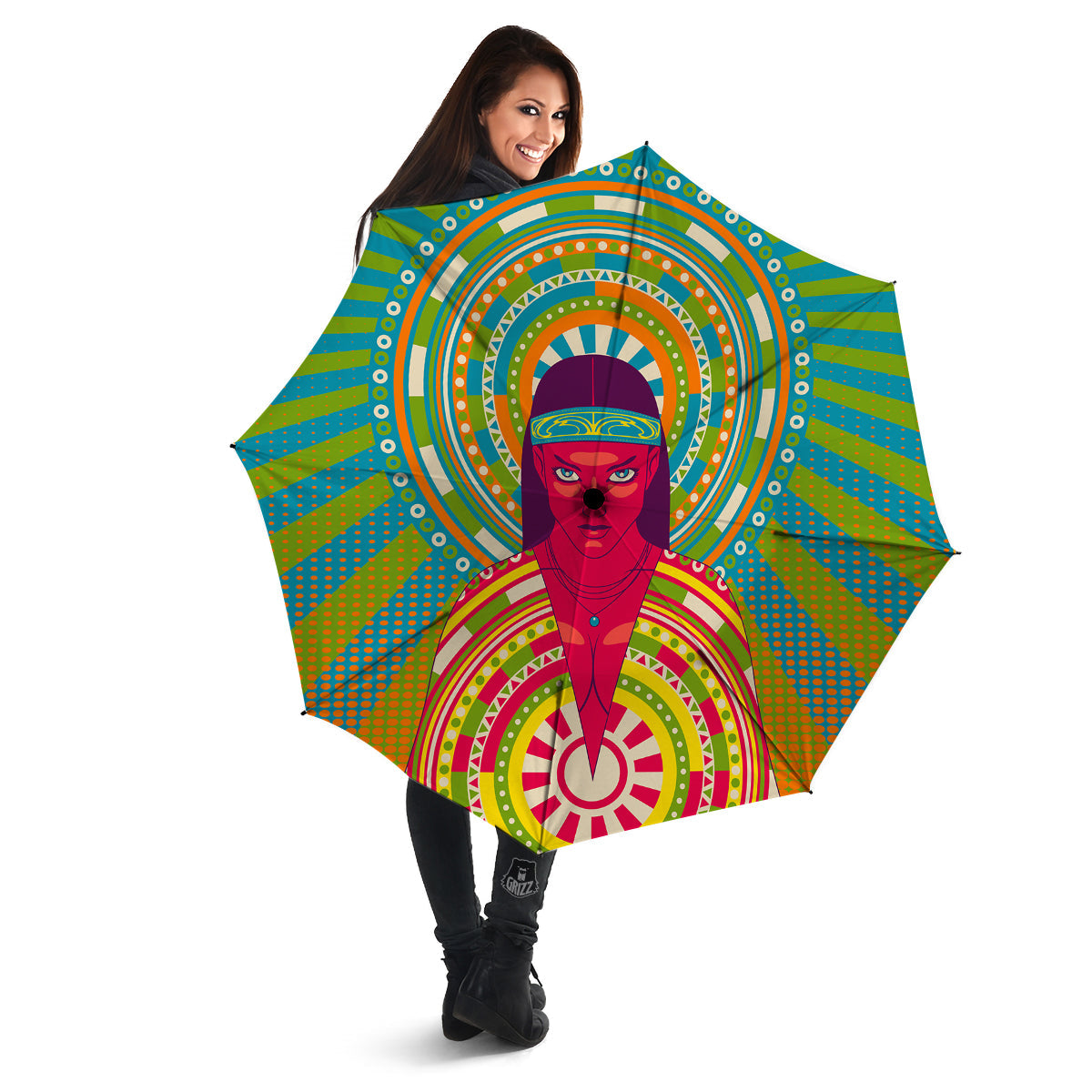 Abstract Psychedelic Women Print Umbrella-grizzshop
