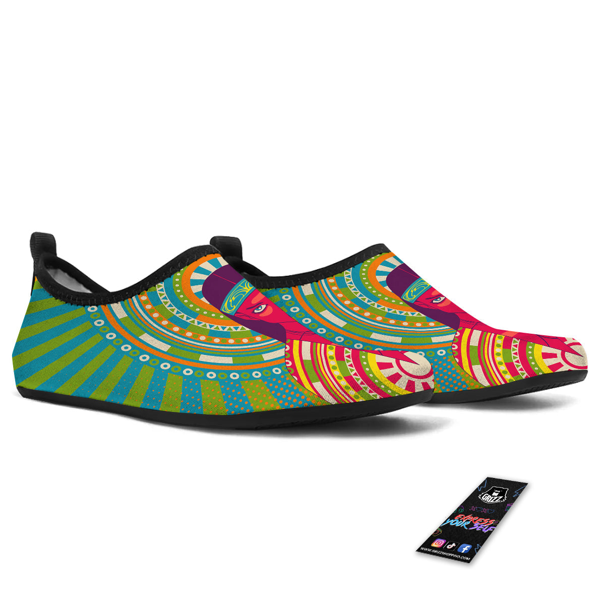 Abstract Psychedelic Women Print Water Shoes-grizzshop