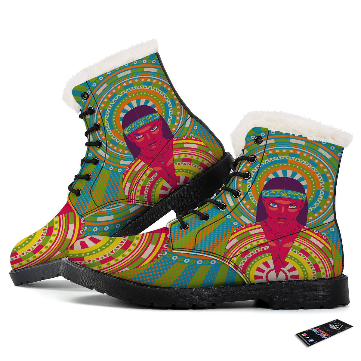 Abstract Psychedelic Women Print Winter Boots-grizzshop