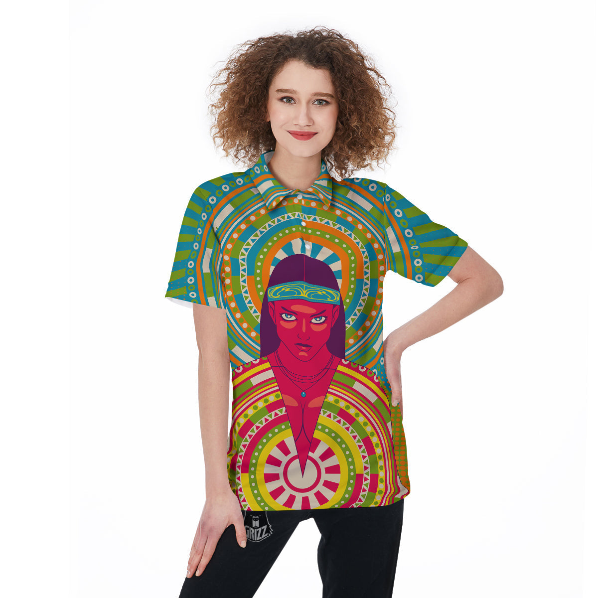 Abstract Psychedelic Women Print Women's Golf Shirts-grizzshop
