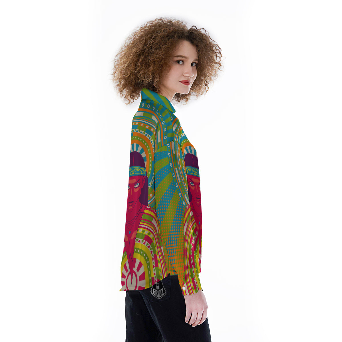 Abstract Psychedelic Women Print Women's Long Sleeve Shirts-grizzshop