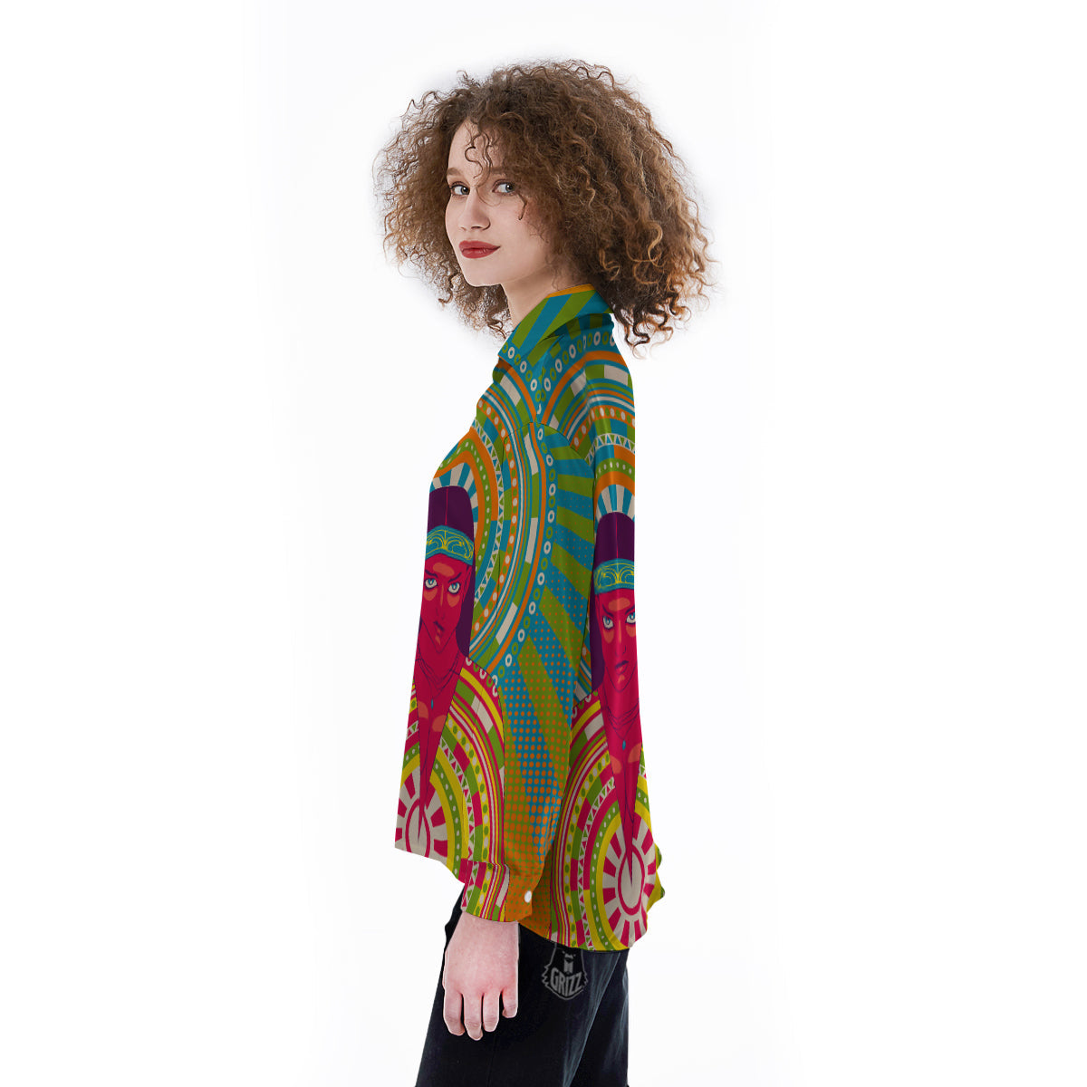Abstract Psychedelic Women Print Women's Long Sleeve Shirts-grizzshop