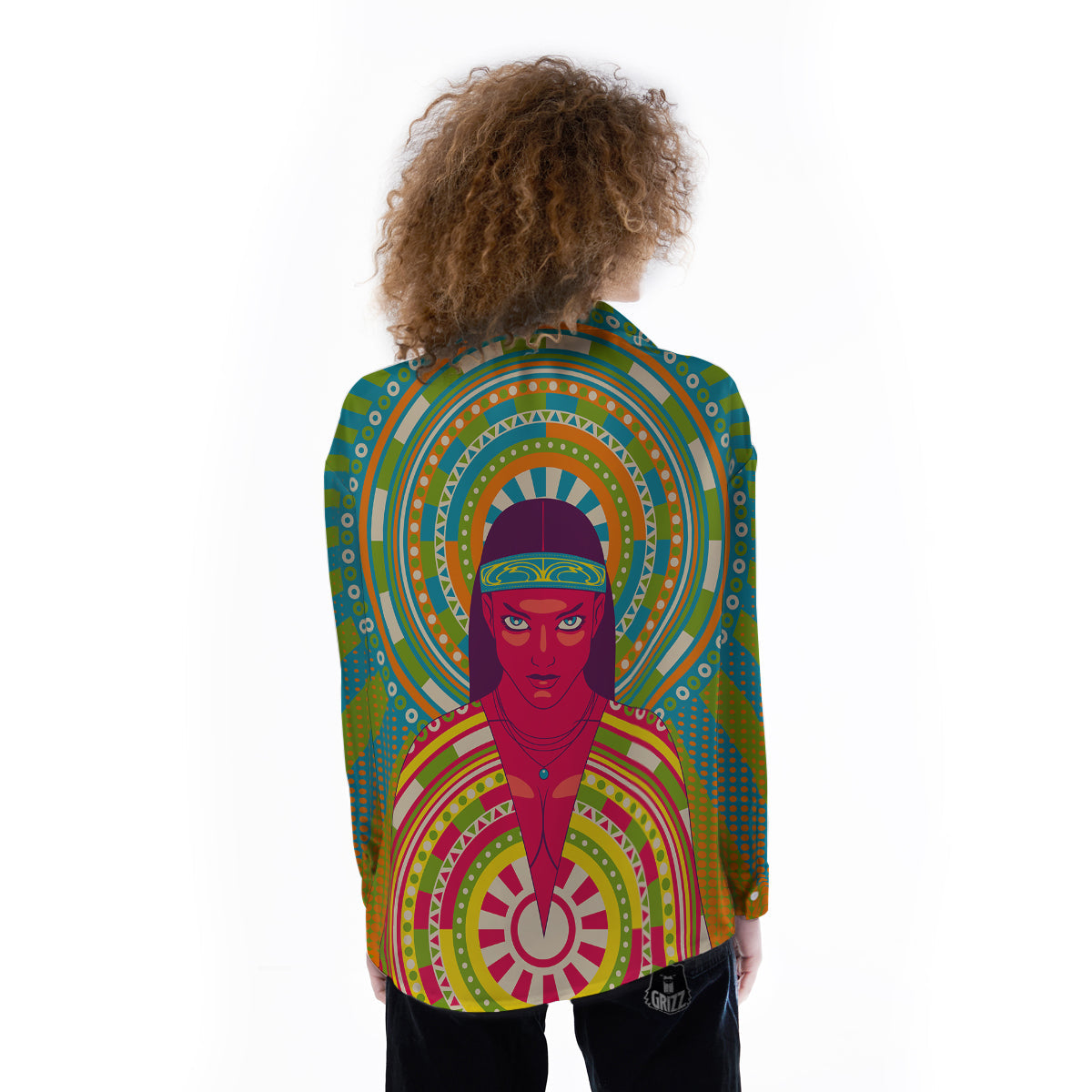 Abstract Psychedelic Women Print Women's Long Sleeve Shirts-grizzshop