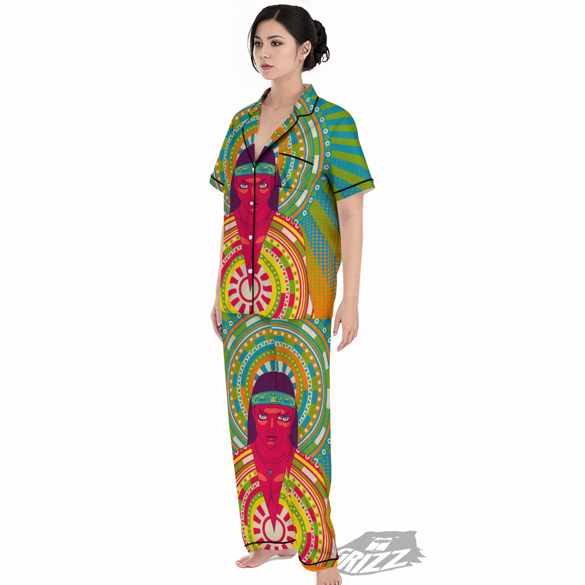Abstract Psychedelic Women Print Women's Pajamas Set-grizzshop