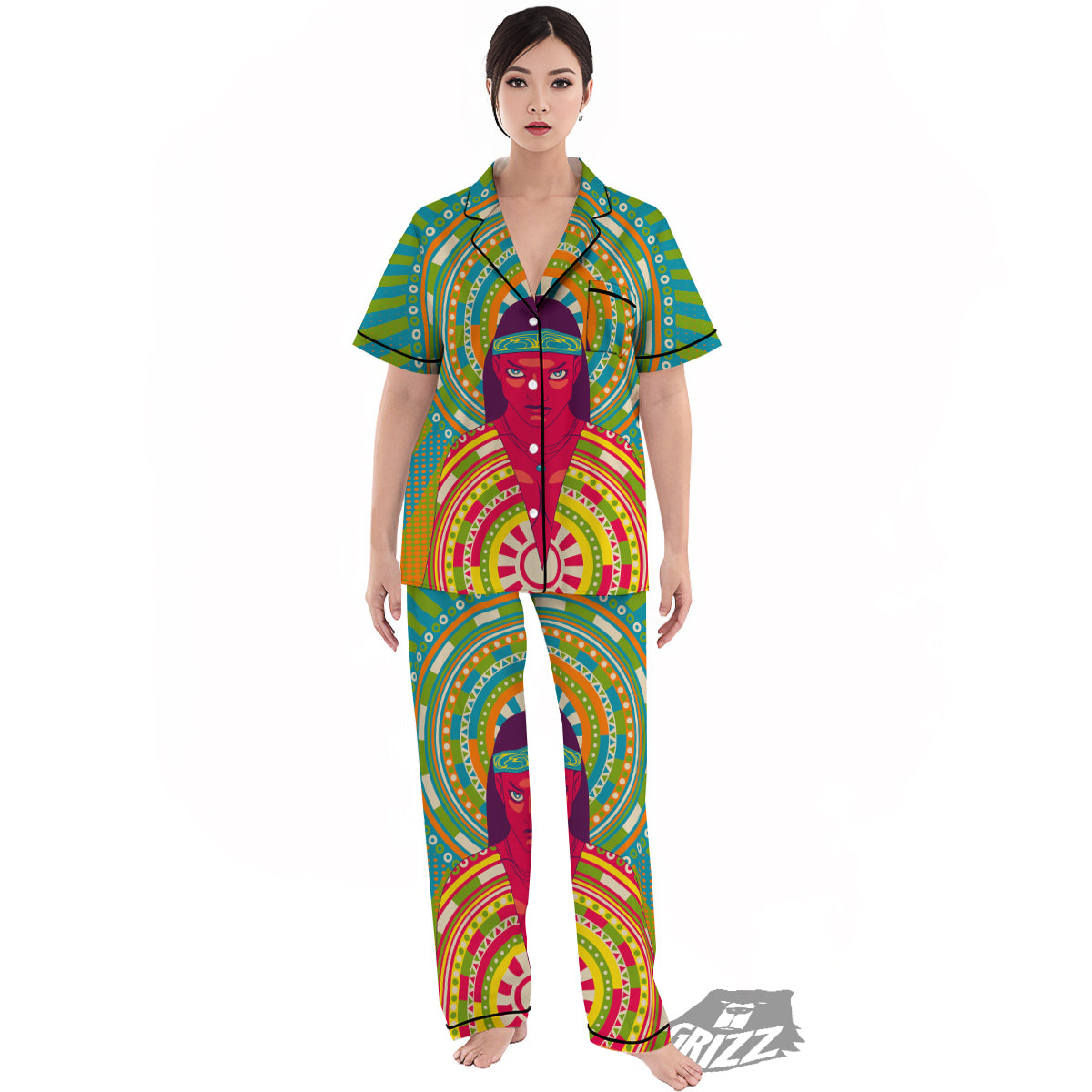 Abstract Psychedelic Women Print Women's Pajamas Set-grizzshop