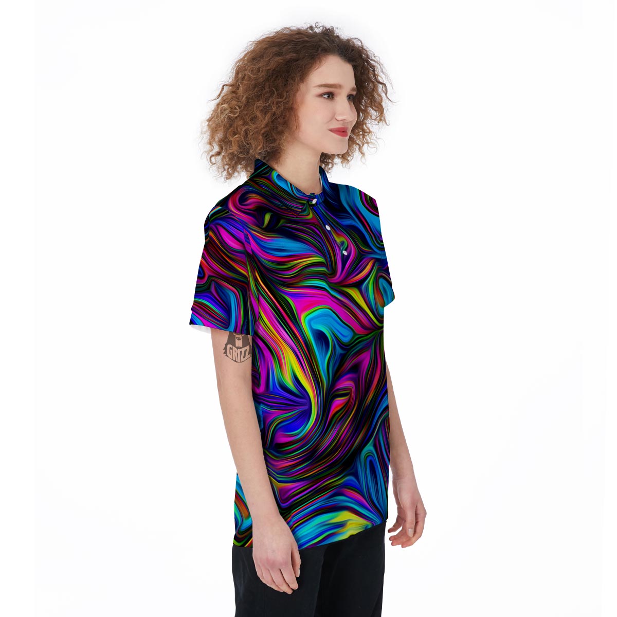 Abstract Psychedelic Women's Golf Shirts-grizzshop