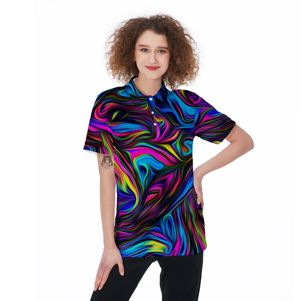 Abstract Psychedelic Women's Golf Shirts-grizzshop