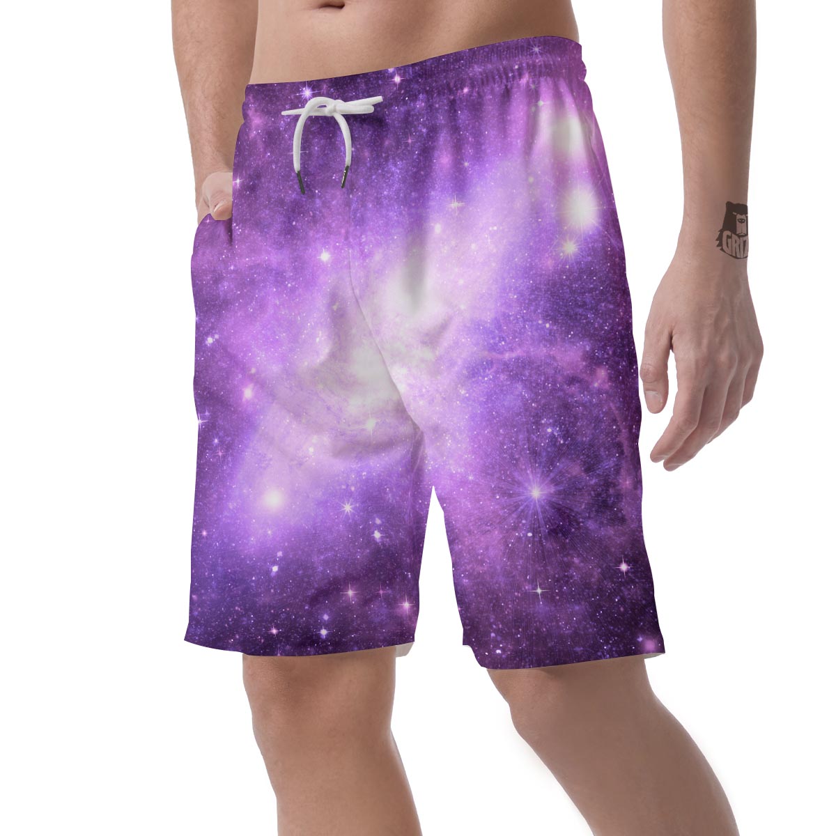 Abstract Purple Galaxy Space Men's Shorts-grizzshop