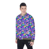 Abstract Purple Graffiti Print Pattern Baseball Jacket-grizzshop