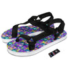 Abstract Purple Graffiti Print Pattern Black Open Toe Sandals-grizzshop