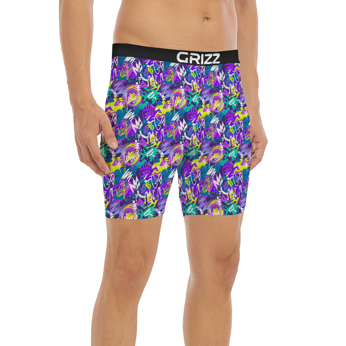 Abstract Purple Graffiti Print Pattern Boxer Briefs-grizzshop