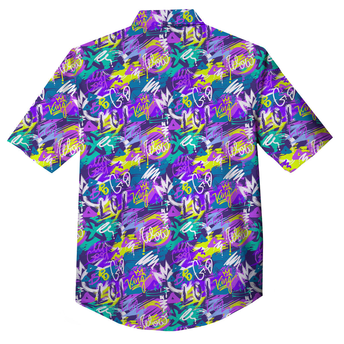 Abstract Purple Graffiti Print Pattern Button Up Shirt-grizzshop