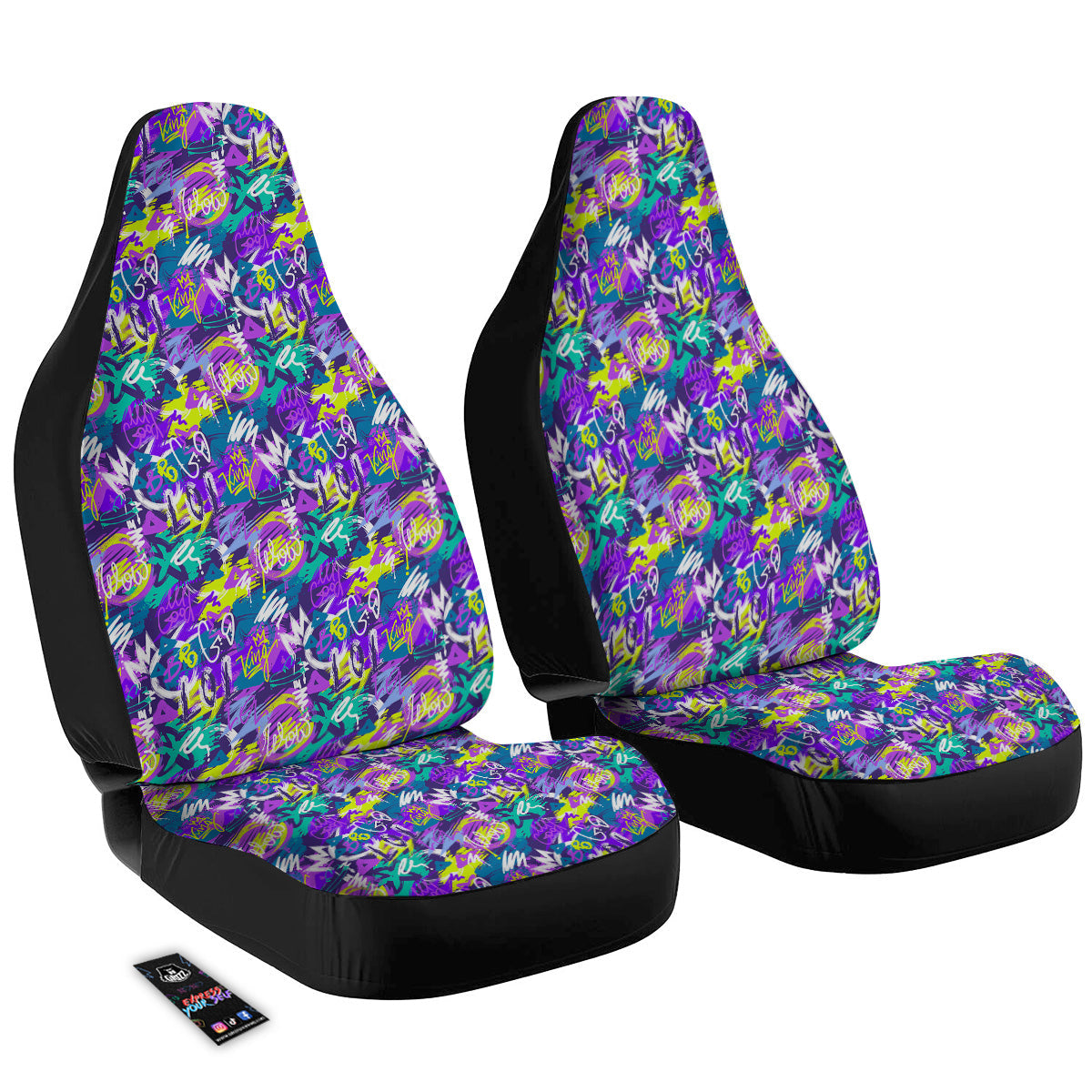 Abstract Purple Graffiti Print Pattern Car Seat Covers-grizzshop