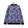 Abstract Purple Graffiti Print Pattern Cardigan-grizzshop