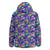 Abstract Purple Graffiti Print Pattern Down Jacket-grizzshop