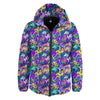 Abstract Purple Graffiti Print Pattern Down Jacket-grizzshop