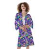 Abstract Purple Graffiti Print Pattern Kimono-grizzshop