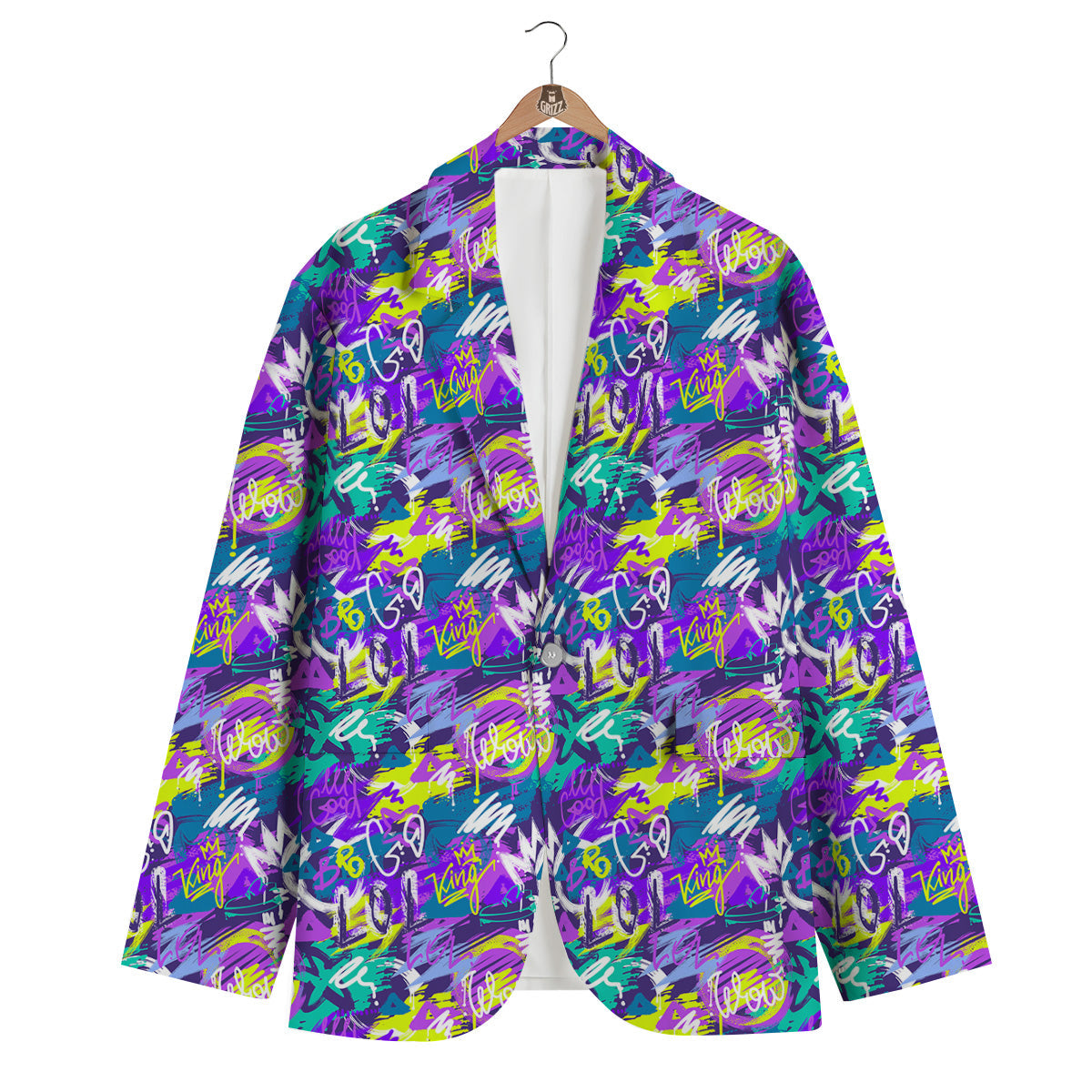 Abstract Purple Graffiti Print Pattern Men's Blazer-grizzshop