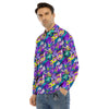 Abstract Purple Graffiti Print Pattern Men's Dress Shirts-grizzshop