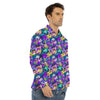 Abstract Purple Graffiti Print Pattern Men's Dress Shirts-grizzshop