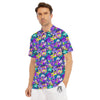 Abstract Purple Graffiti Print Pattern Men's Golf Shirts-grizzshop