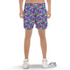 Abstract Purple Graffiti Print Pattern Men's Gym Shorts-grizzshop