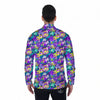 Abstract Purple Graffiti Print Pattern Men's Long Sleeve Shirts-grizzshop