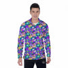 Abstract Purple Graffiti Print Pattern Men's Long Sleeve Shirts-grizzshop