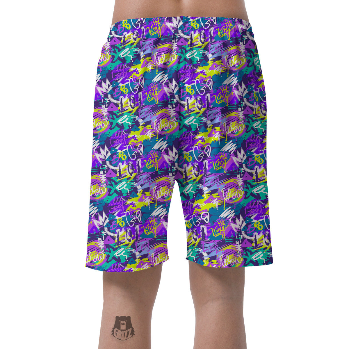 Abstract Purple Graffiti Print Pattern Men's Shorts-grizzshop