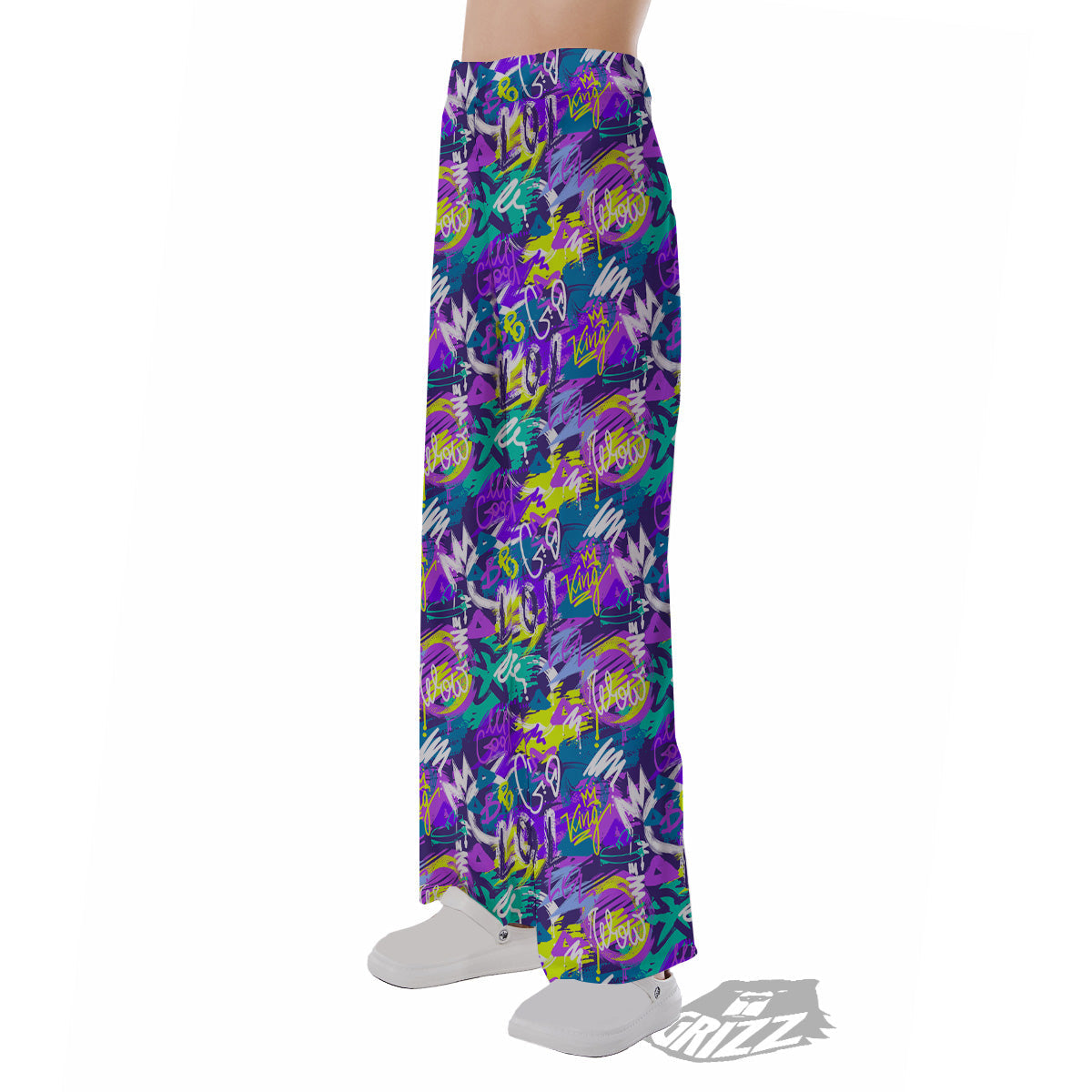 Abstract Purple Graffiti Print Pattern Pajama Pants-grizzshop