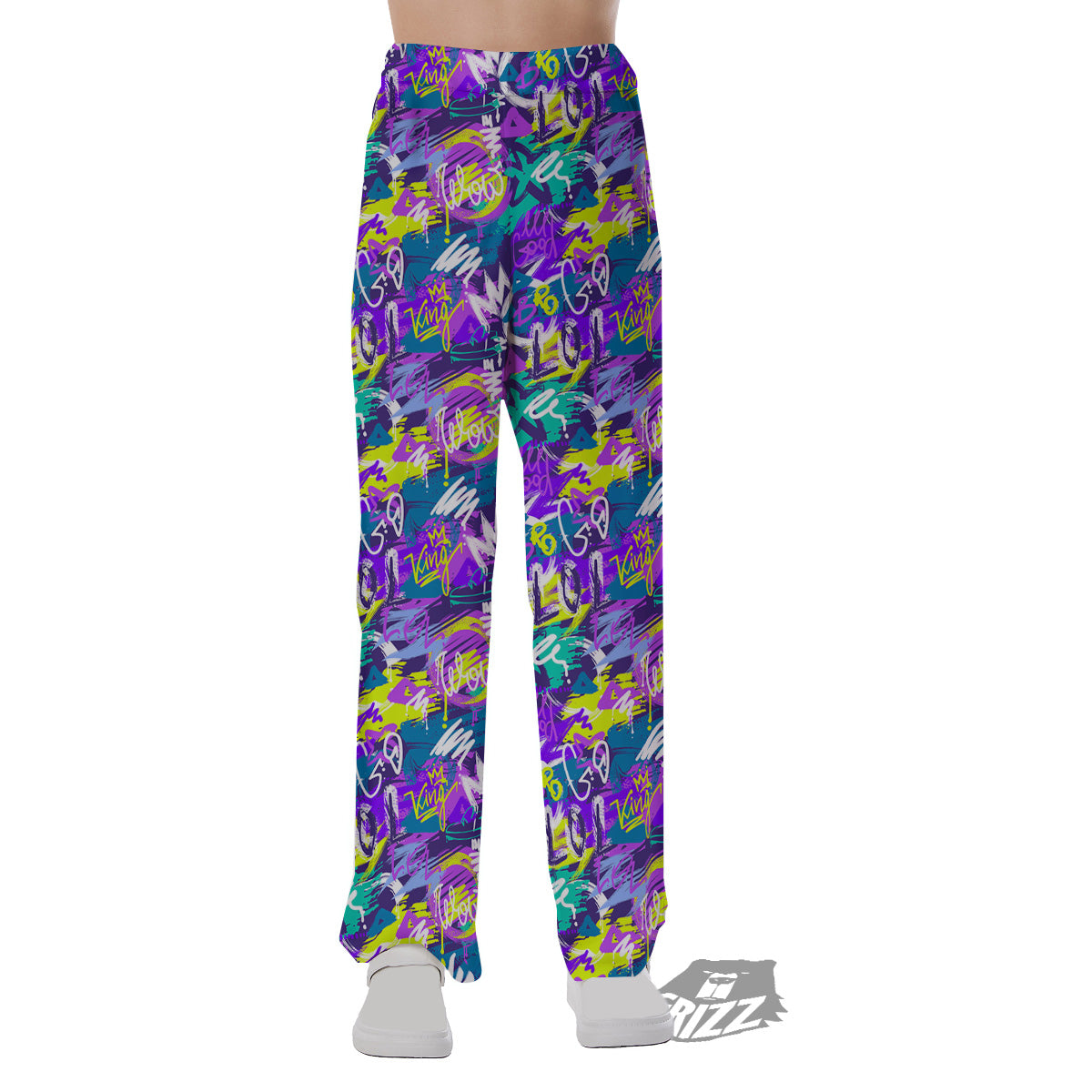 Abstract Purple Graffiti Print Pattern Pajama Pants-grizzshop