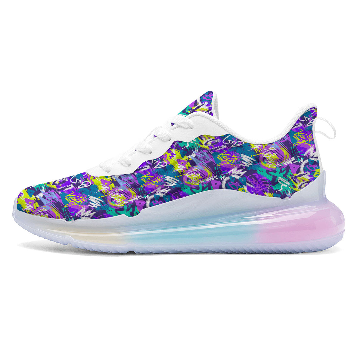 Abstract Purple Graffiti Print Pattern Running Sneakers-grizzshop