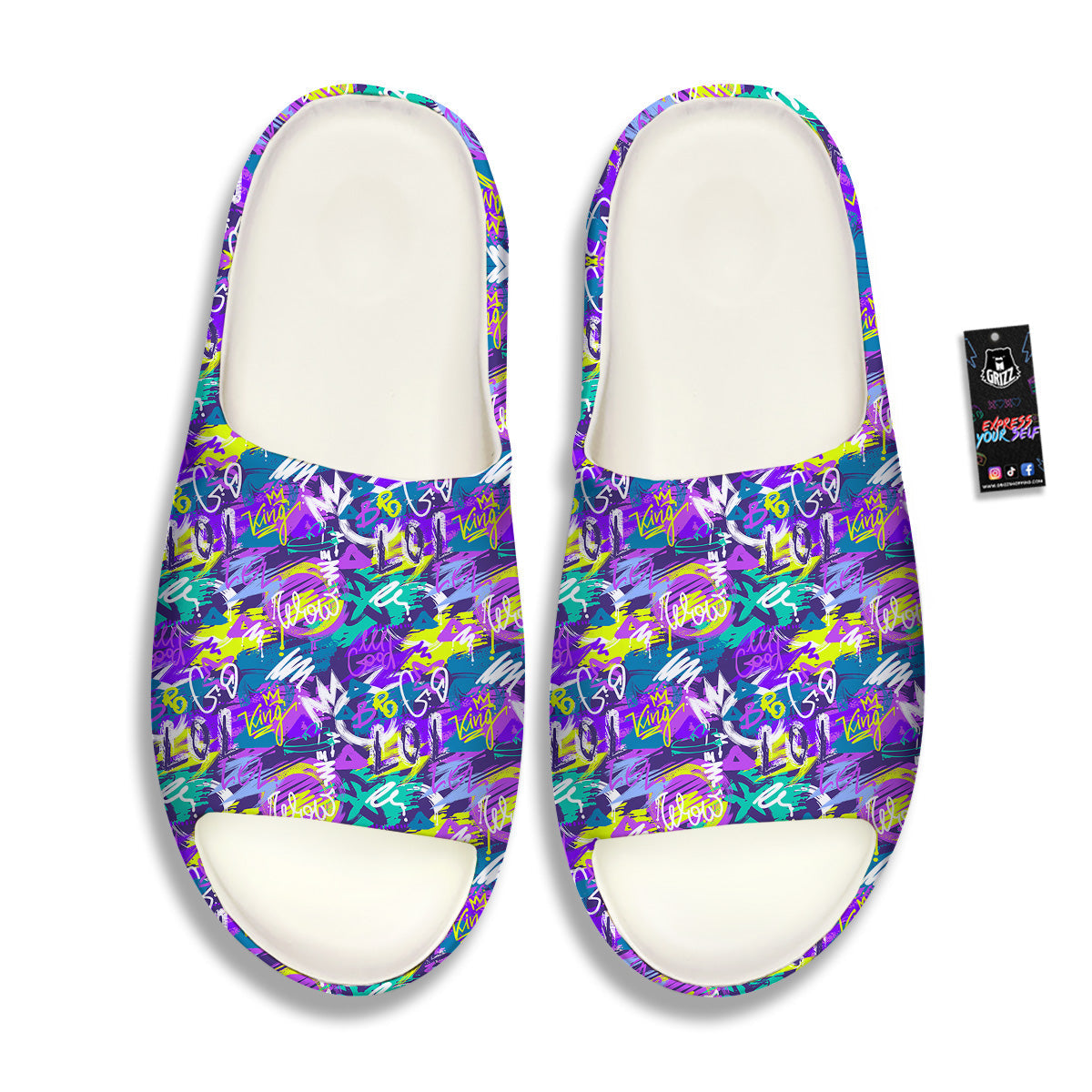 Abstract Purple Graffiti Print Pattern Sandals-grizzshop