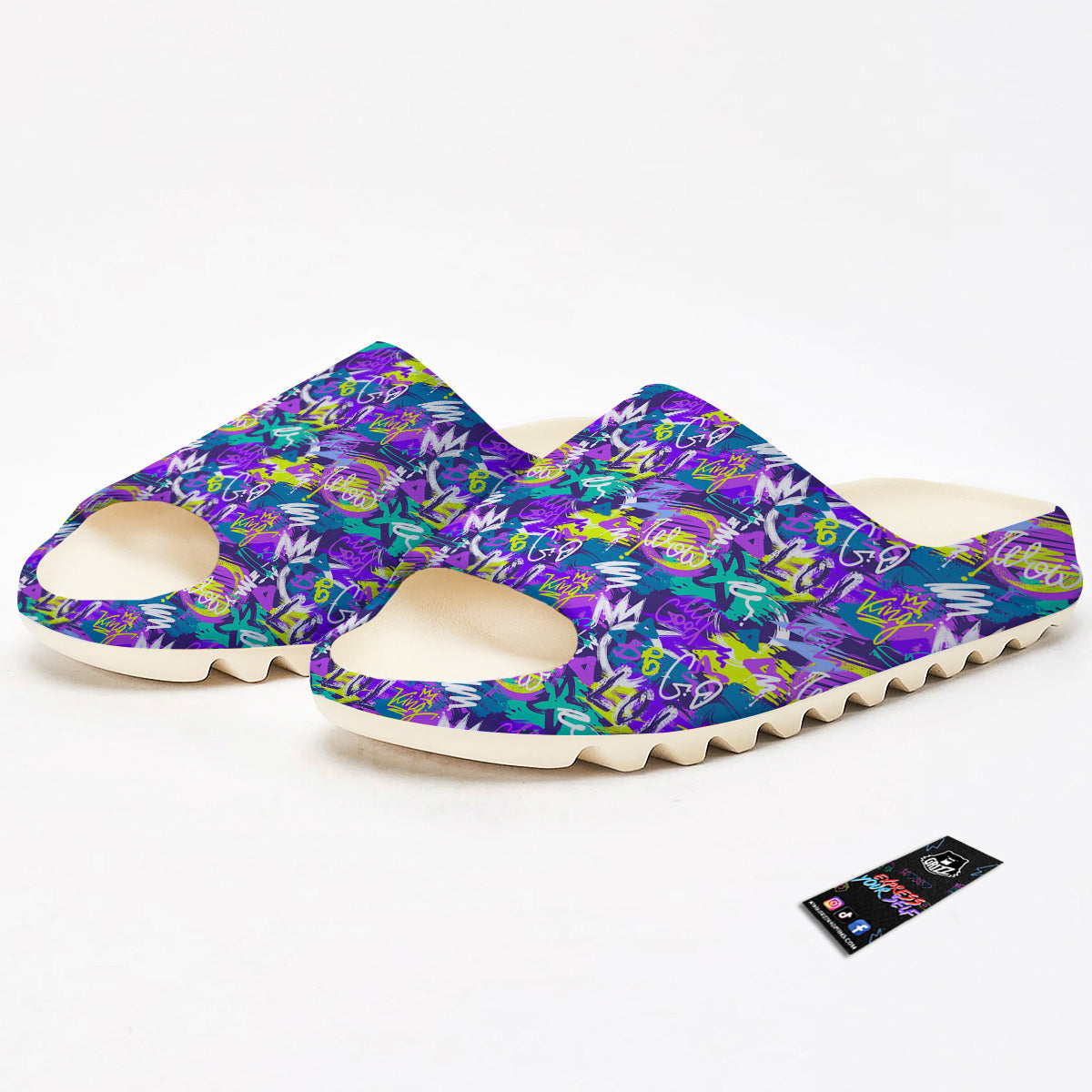 Abstract Purple Graffiti Print Pattern Sandals-grizzshop