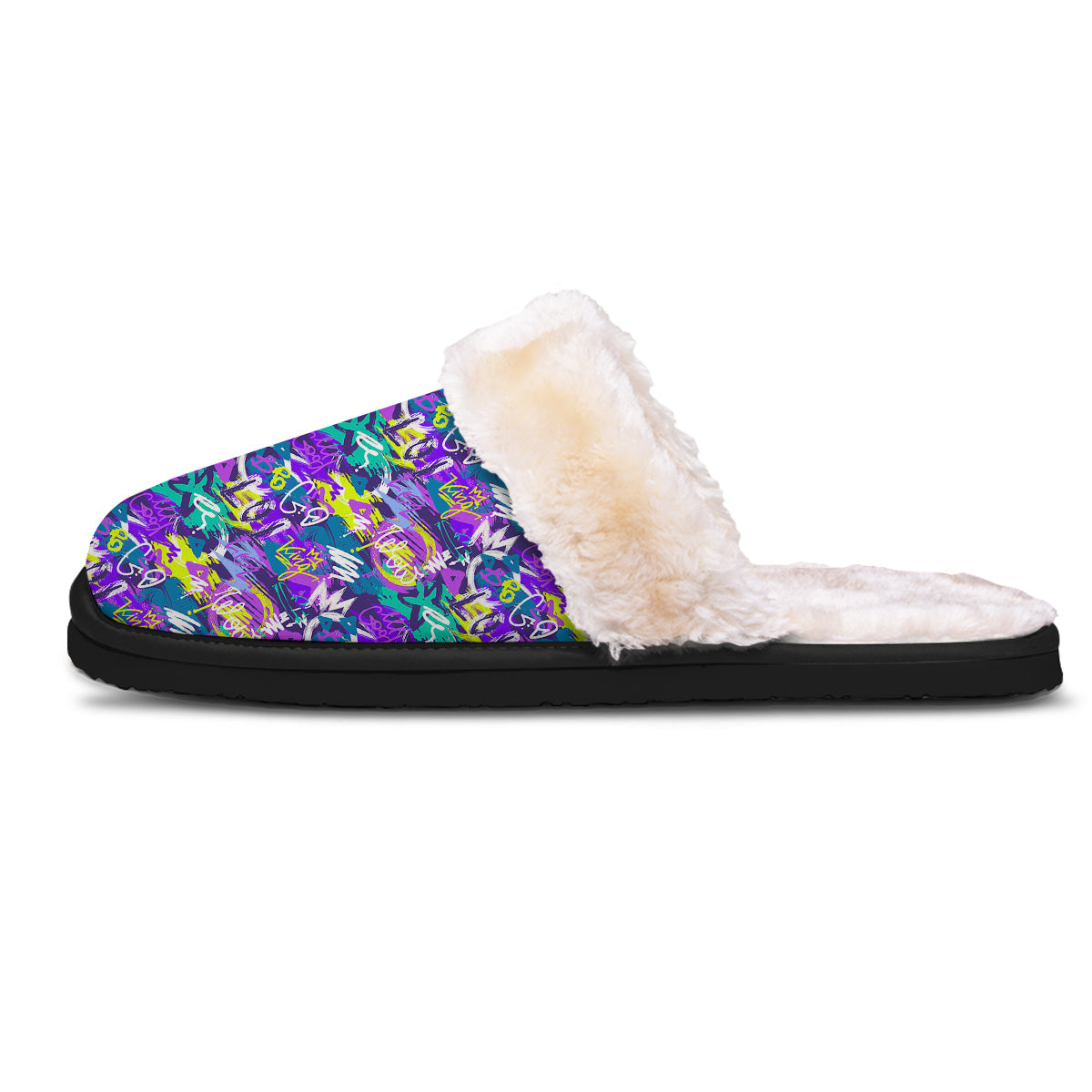 Abstract Purple Graffiti Print Pattern Slippers-grizzshop