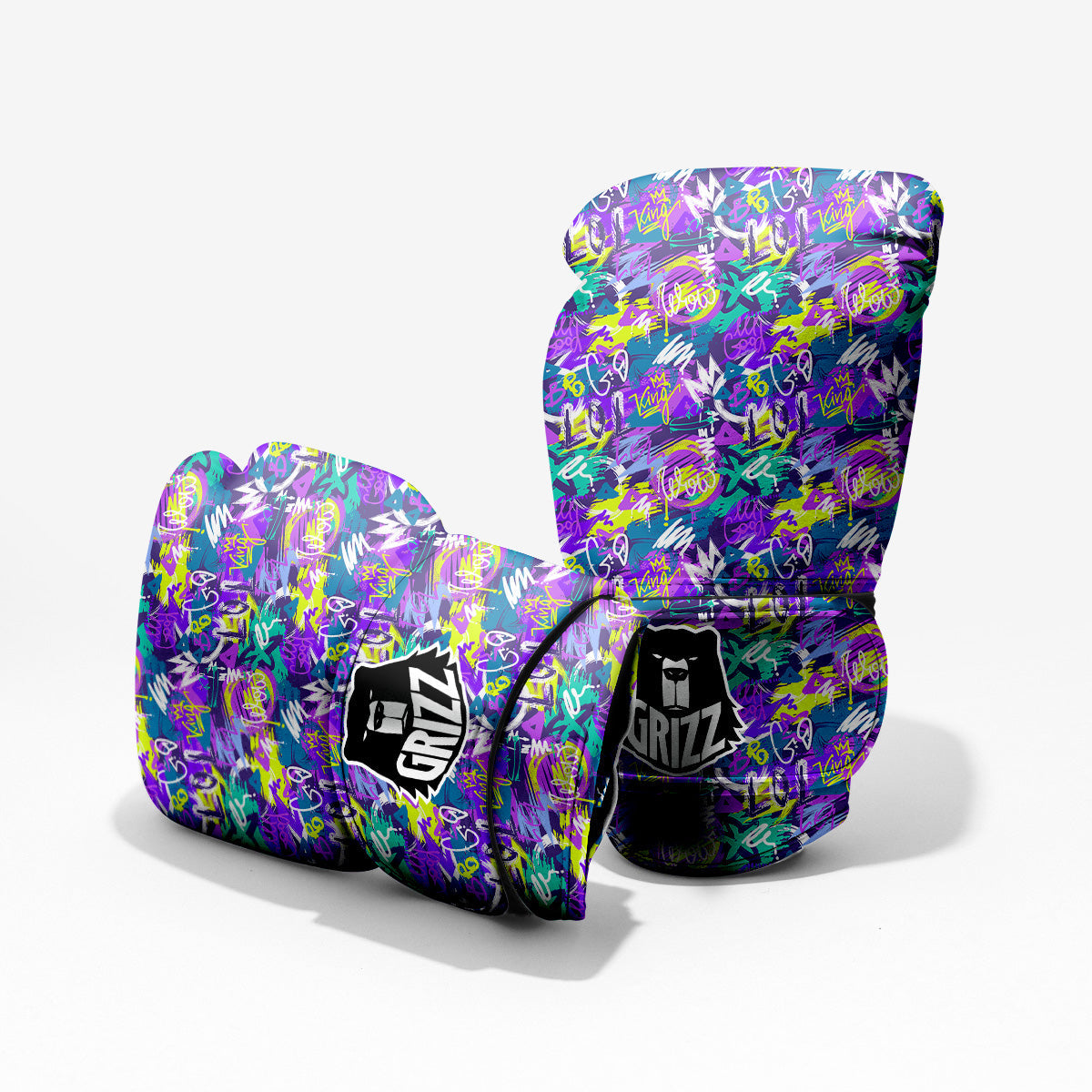 Abstract Purple Graffiti Print Pattern Pro Boxing Glove
