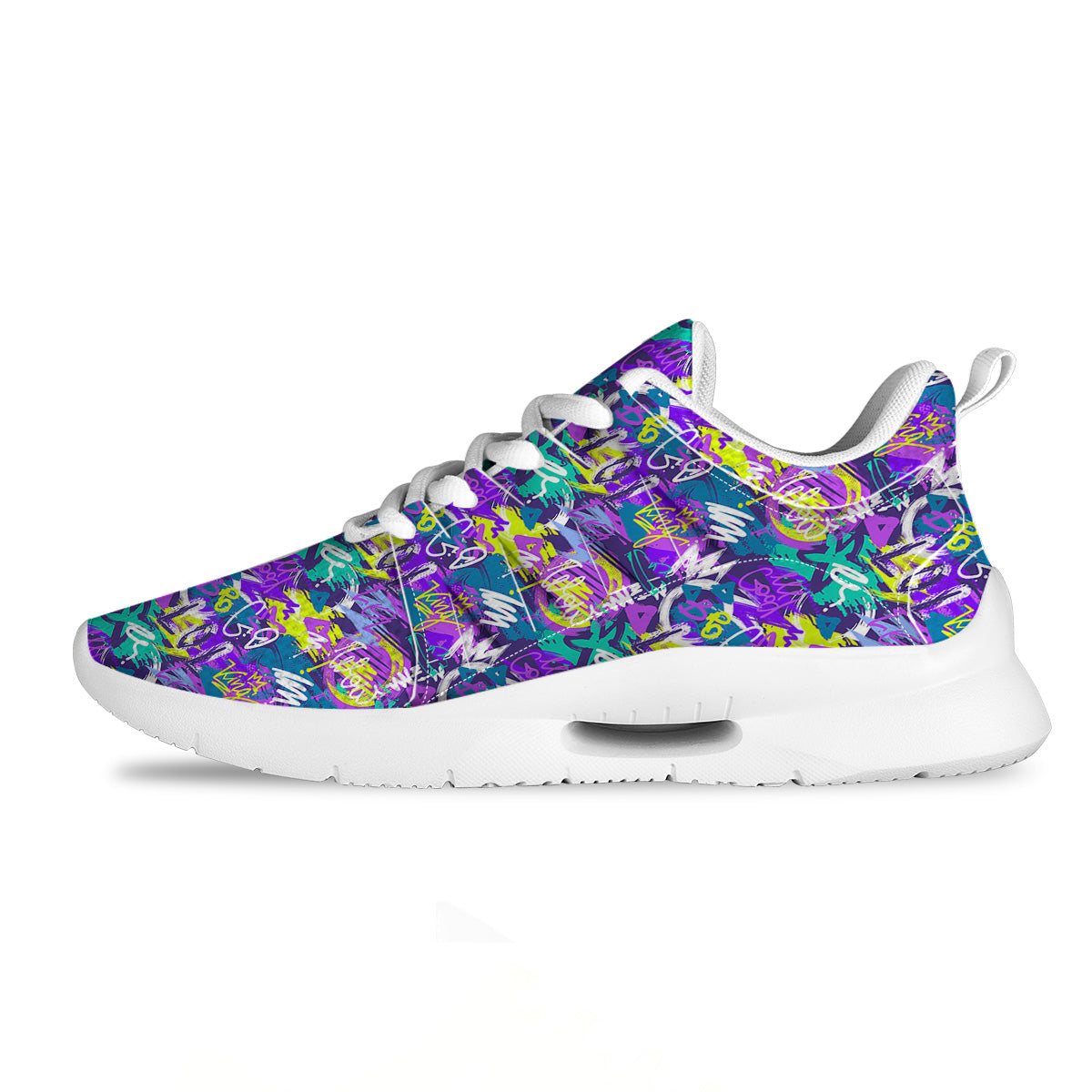 Abstract Purple Graffiti Print Pattern Tennis Shoes-grizzshop