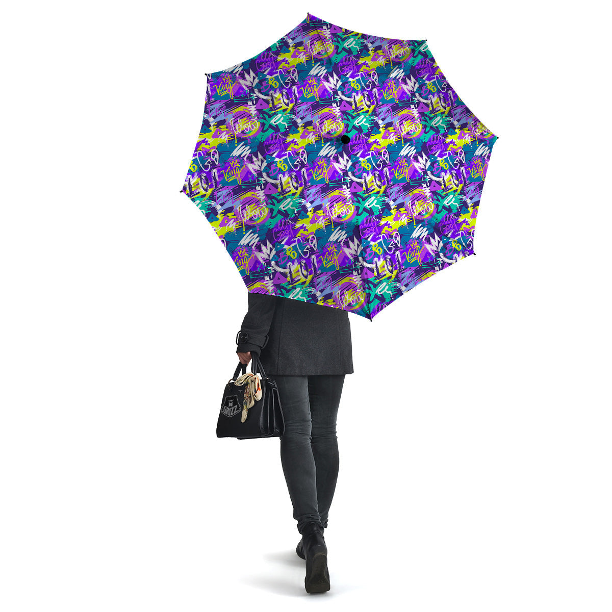 Abstract Purple Graffiti Print Pattern Umbrella-grizzshop