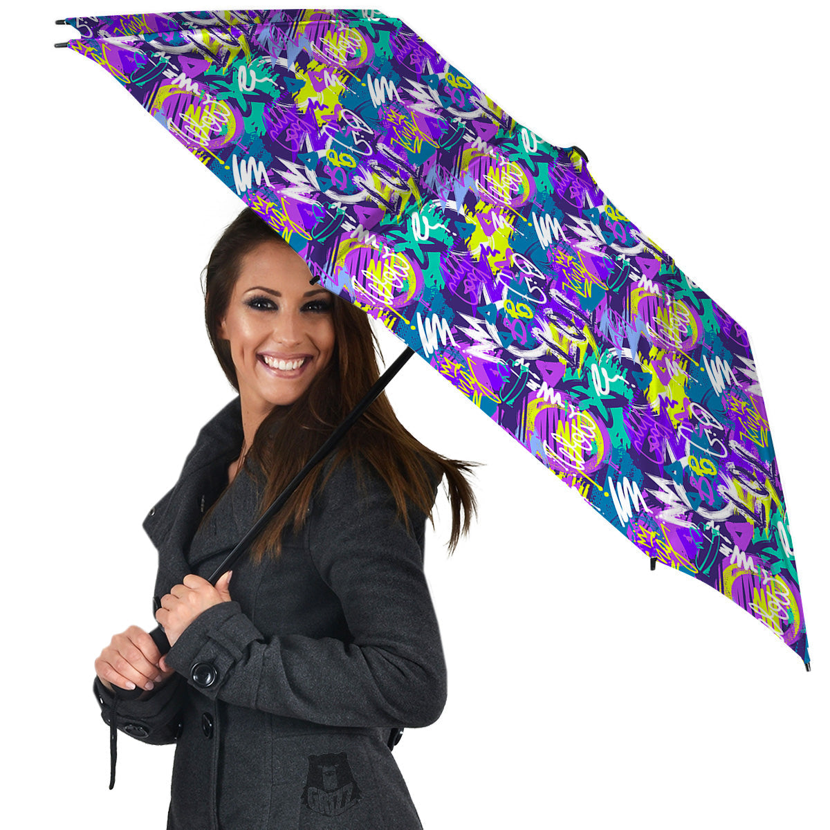 Abstract Purple Graffiti Print Pattern Umbrella-grizzshop