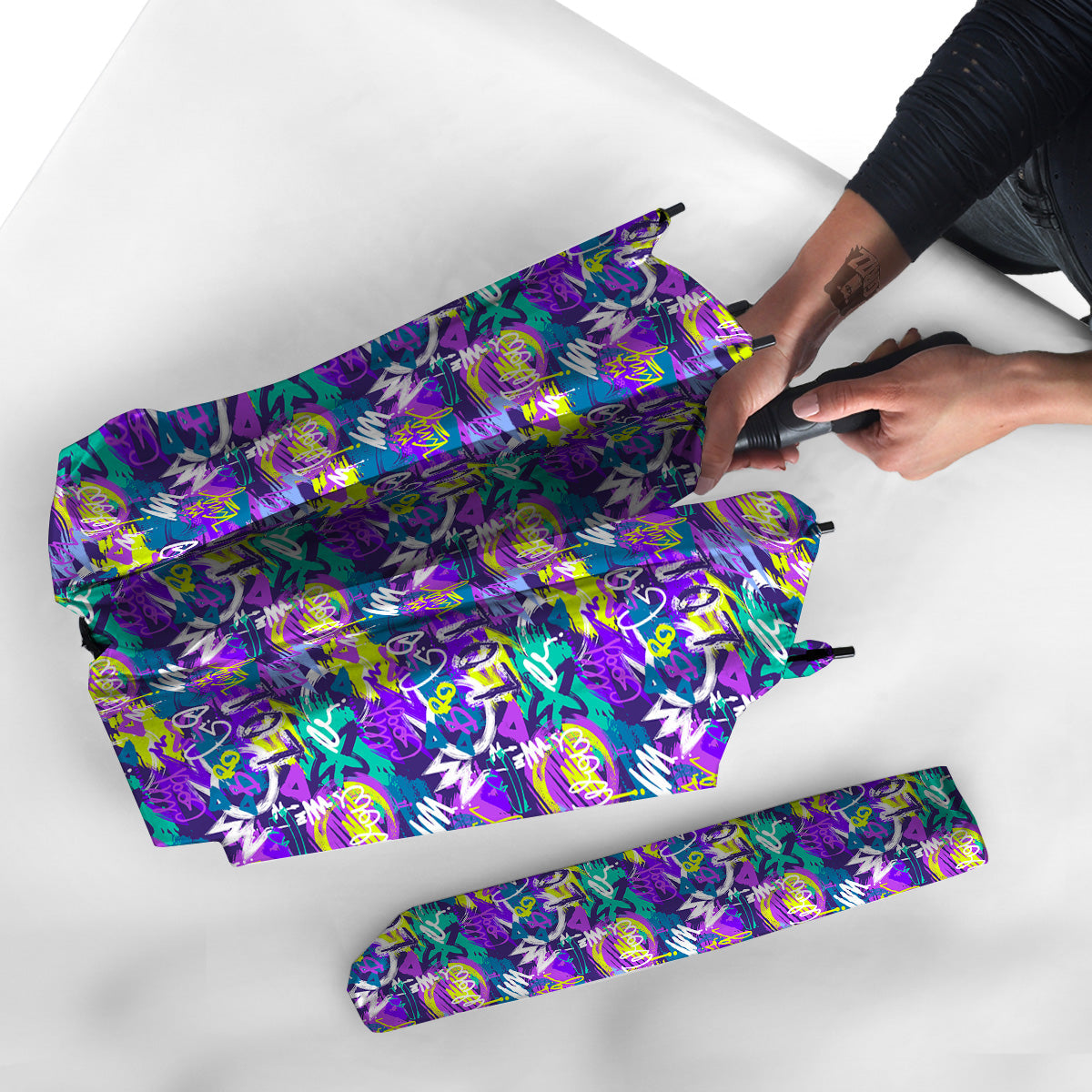 Abstract Purple Graffiti Print Pattern Umbrella-grizzshop