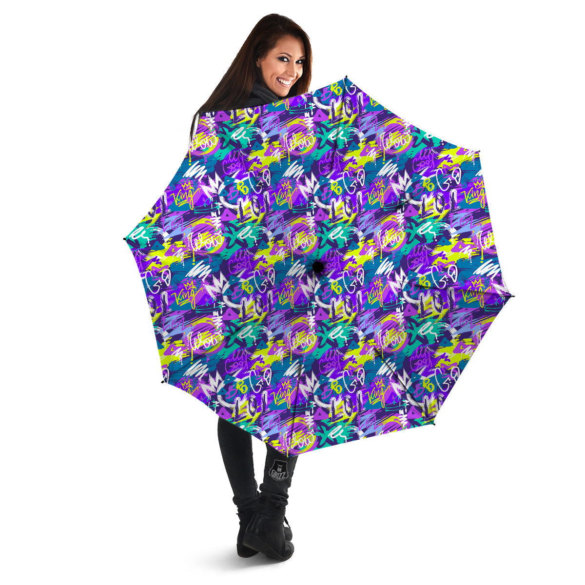 Abstract Purple Graffiti Print Pattern Umbrella-grizzshop