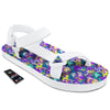 Abstract Purple Graffiti Print Pattern White Open Toe Sandals-grizzshop