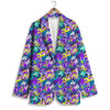 Abstract Purple Graffiti Print Pattern Women's Blazer-grizzshop