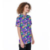 Abstract Purple Graffiti Print Pattern Women's Golf Shirts-grizzshop