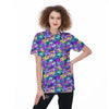 Abstract Purple Graffiti Print Pattern Women's Golf Shirts-grizzshop