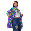 Abstract Purple Graffiti Print Pattern Women's Sherpa Jacket-grizzshop